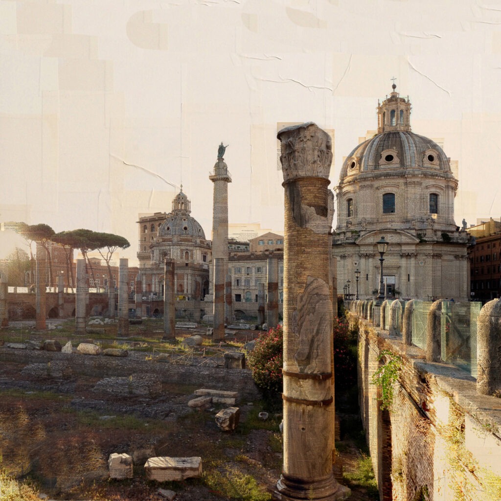 Roma, Osservatori di albe perenni, 100x100 cm